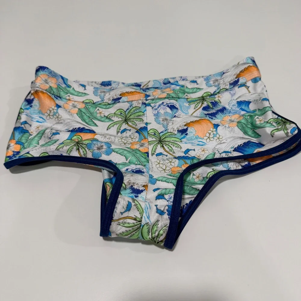 Kulani Kinis Blue Crush Bind Cheeky Swim Short BOT250-BLCR-S Small